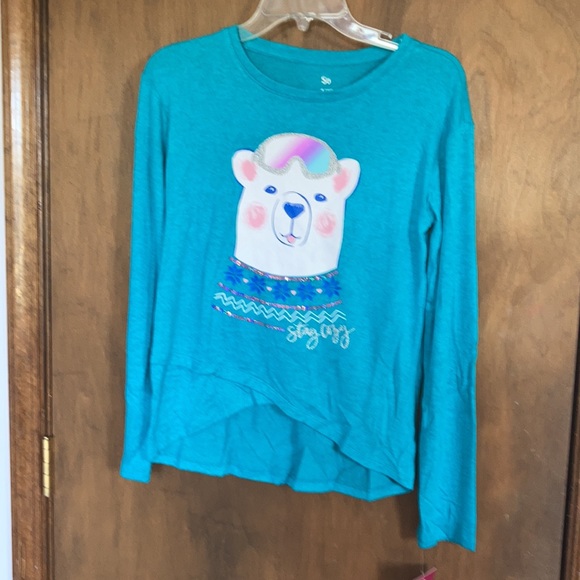 3/$12 SO polar bear cozy glitter graphic top w sequin XL 14 / 16 - Picture 11 of 17